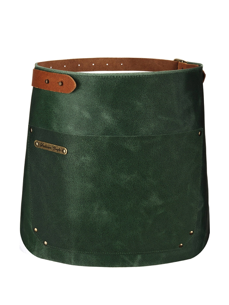 Leather Waist Apron Rustic Green by STW -  ChefsCotton
